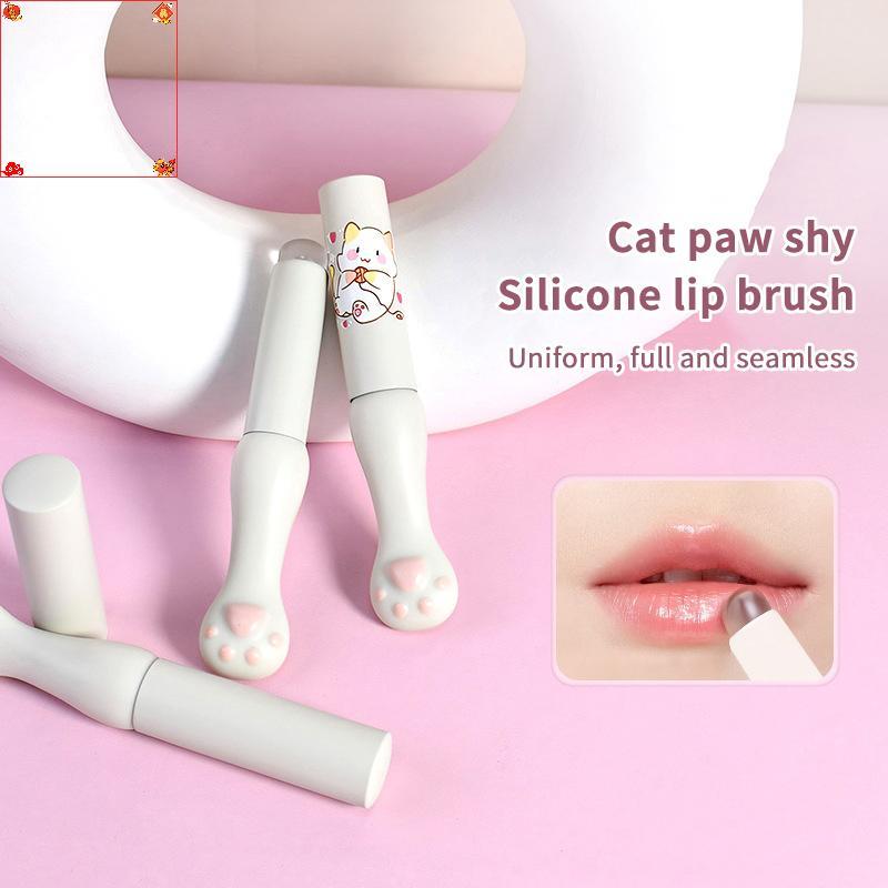[Loveshoping1] Bàn chải trang điểm môi silicon có nắp, đầu vát, dùng che khuyết điểm, đầu cọ hình chân mèo