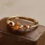 PNPIA- Nhẫn Hổ Phách Mặt Trời Ma Thuật, Nhẫn Garnet Dainty Cam, Trang Sức Đá Quý Màu Cam Nhật Bản, Quà Tặng Nhẫn Có Thể Điều Chỉnh Boho Dainty Cho Nàng