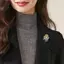 Kim cương giả lấp lánh thanh lịch cao cấp Camellia Trâm cài dành cho nữ Bộ đồ sang trọng Corsage Pin Phụ kiện trang sức dự tiệc văn phòng [Mina]
