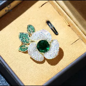 Kim cương giả lấp lánh thanh lịch cao cấp Camellia Trâm cài dành cho nữ Bộ đồ sang trọng Corsage Pin Phụ kiện trang sức dự tiệc văn phòng [Mina]