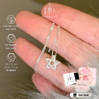 Vòng Cổ Ngôi Năm Cánh Bạc 925 Phong Cách PJN Dây Chuyền Ngôi Sao Đính Đá Thời Trang Phong Cách