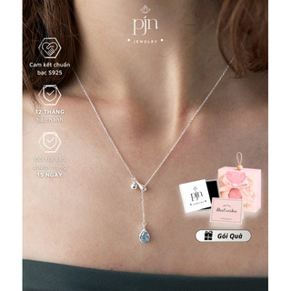 Dây Chuyền Bạc Nữ S925 Mặt Giọt Nước Đá Xanh PJN Phong Cách Thiết Kế Thanh Lịch Nhẹ Nhàng VC19