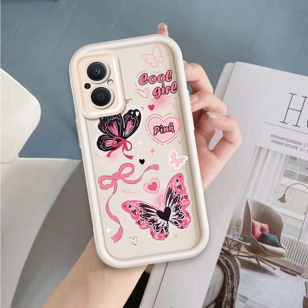 Ốp Lưng Cho OPPO Reno 7Z 8Z 5G Hoạt Hình Silicon Mềm Ốp lưng TPU Bướm Nơ Ins Phong Cách Mắt Thiên Thần Ốp Lưng Chống Sốc
