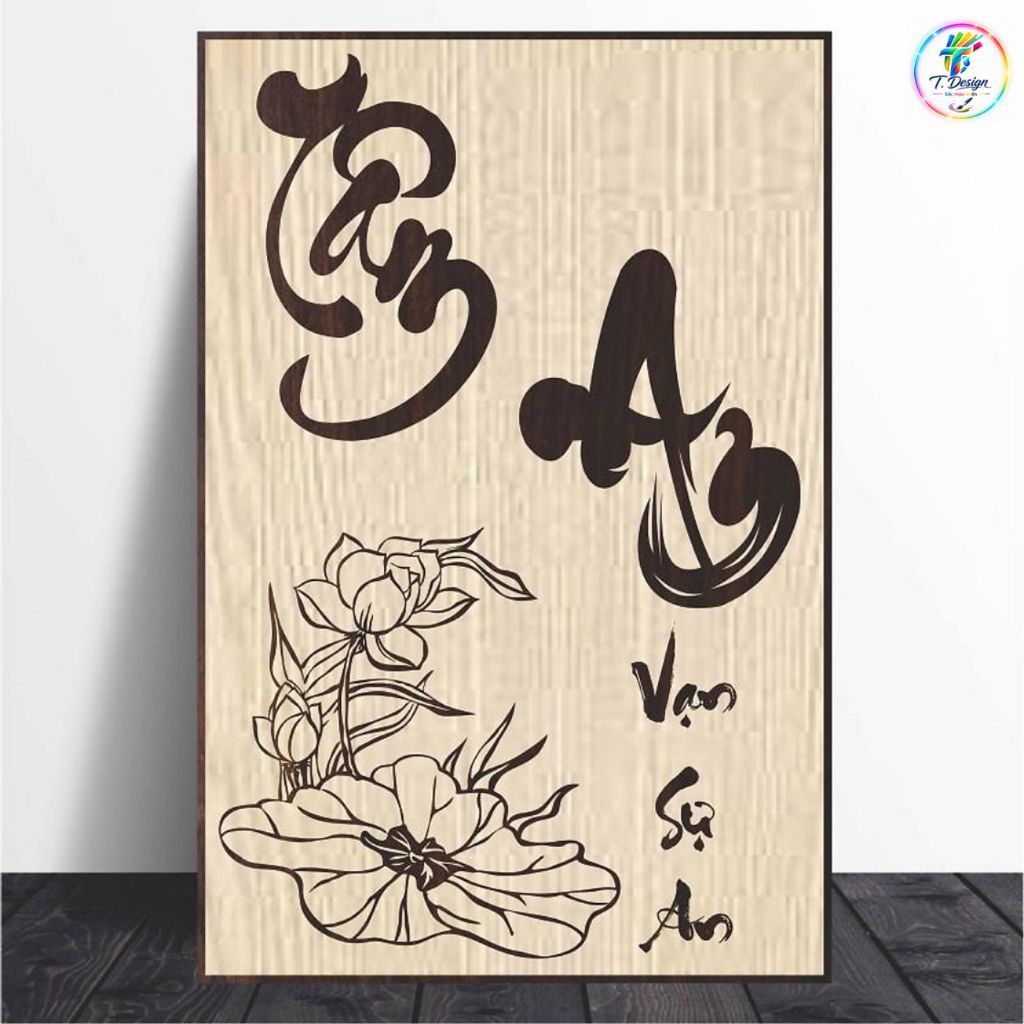 Tranh thư pháp treo tường phòng khách, trang trí nhà, quà tặng độc đáo, thiết kế theo yêu cầu fomex cứng 5mm