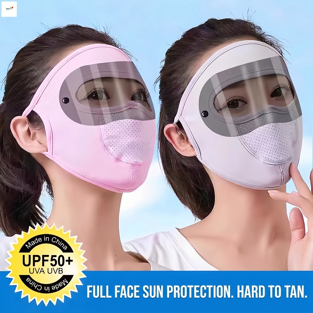 Mặt Nạ Chống Nắng Kèm Kính Che Mặt UPF50+ Chống Bụi Chống Tia UV Lụa Lạnh Thoáng Khí