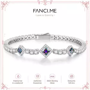 FANCIME "Vuông Lấp Lánh" Vòng Tay Tennis Bạc Sterling Sinh Nhật