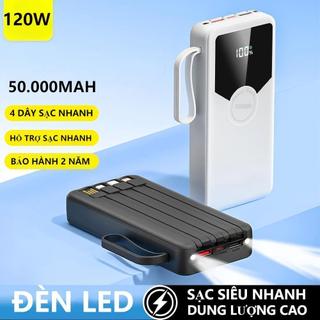 Sạc dự phòng 50000mAh  80000mah sạc nhanh 120W pin dung lượng lớn có dây cắm nhiều điện thoại