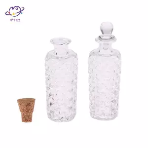 HFTOY 1: 12 Nhà Búp Bê Bình Thủy Tinh Thu Nhỏ Cốc Tráng Miệng Chai Chúc Chai W / Nút Chai Trang Trí Nhà Đồ Chơi Phụ Kiện Nhà Búp Bê ~