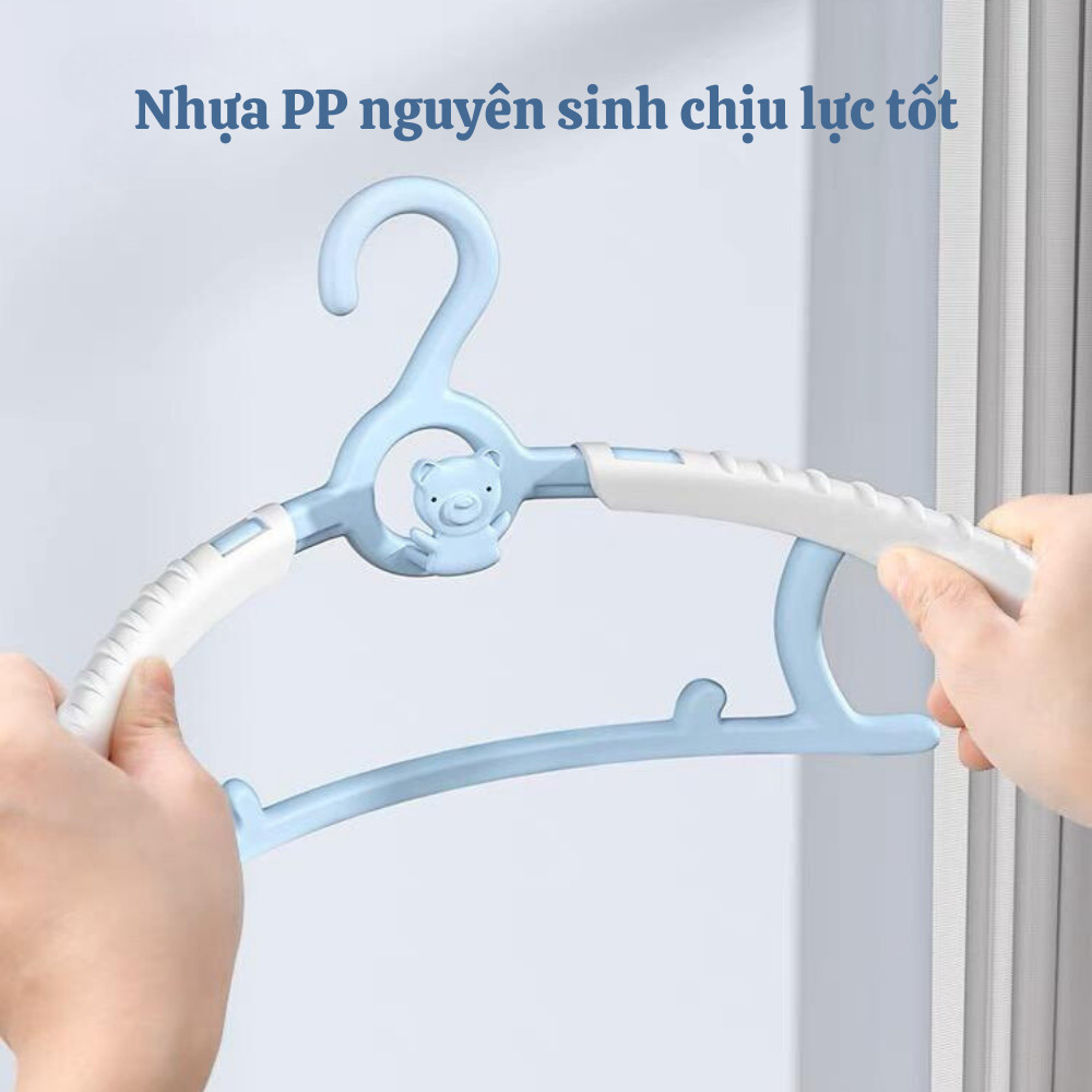 Móc Treo Quần Áo Trẻ Em HomeMate Hình Gấu Chống Trượt Điều Chỉnh Độ Rộng, Móc Nhựa PP Xếp Chồng Tiết Kiệm Diện Tích