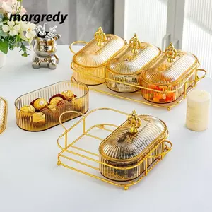 Đĩa vị trí đồ ăn nhẹ MARGREDY, trong suốt có khay Hộp bảo quản trái cây sấy khô, Hộp kẹo cao cấp chống ẩm tinh tế bền bỉ Hộ gia đình