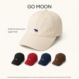Mũ lưỡi trai nam nữ form mềm Go Moon House thêu Gấu nón kết kaki cotton thoáng mát kiểu hàn form chuẩn dễ phối đồ