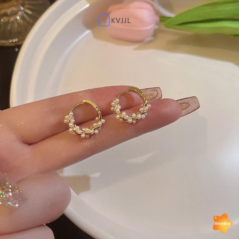 [KvJJL-t] 1 Đôi Bông Tai Ngọc Trai Vòng Tròn Tính Khí Đơn Giản Mới Thời Trang Bông Tai Đa Năng Nhỏ Trang Sức Nữ Mới