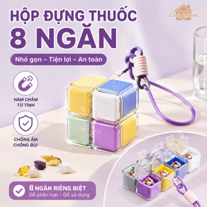 hộp đựng thuốc 8 ngăn từ tính chống ẩm an toàn thực phẩm dễ vệ sinh nhỏ gọn dễ mang theo