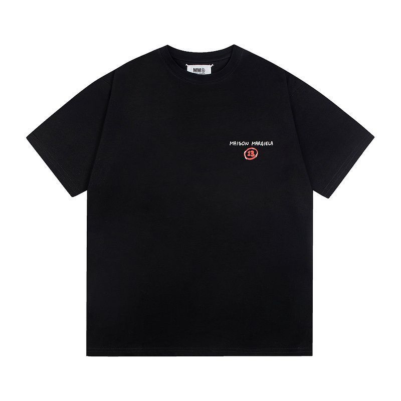 M MM6 Khớp Cổ Điển In Kỹ Thuật Số Mùa Hè Hợp Thời Trang Unisex Áo Thun Rời Tay Ngắn