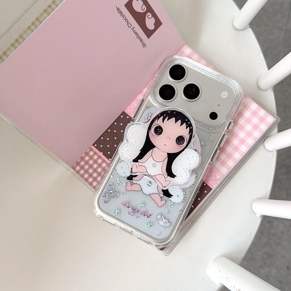 Ốp lưng cứng trong suốt Tương thích với iPhone 13 14 14Pro 14ProMax 15 15Pro 15ProMax 16 16Pro 16ProMax 17 17Pro 17ProMax Angel Xiaoyu Pattern Magnet Case
