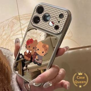 Ốp lưng tương thích cho iPhone 17 11 16 13 15 12 14 Pro Max 7 8 14 Plus XR X XS Max Phim hoạt hình Black Skin Kitty Cat Instant Mirror Case