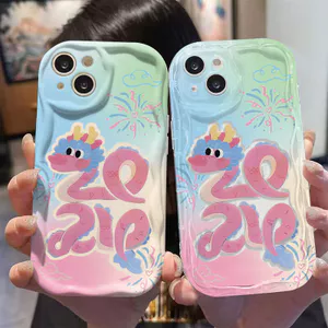 Ốp Lưng Cho Realme C65 C63 C55 C53 C51 C35 C30 C21Y C25 C25S C20 C15 C12 C11 5 5S 5i 6i Note 50 Narzo 20 30A Kem Vồng Cong Cạnh Họa Tiết Rồng Hồng‌ NYK311