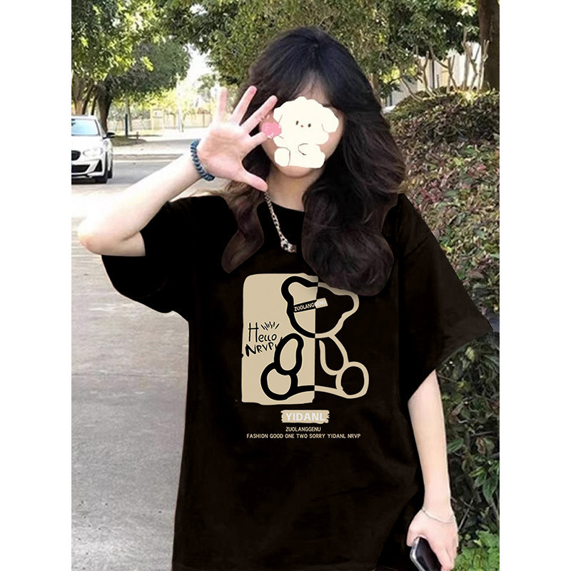 （Giao hàng 24h）Angela 100% Cotton Tay Ngắn Oversize Unisex Áo Thun Plus Size Người Phụ Nữ Tee Baggy Hoạt Hình Áo