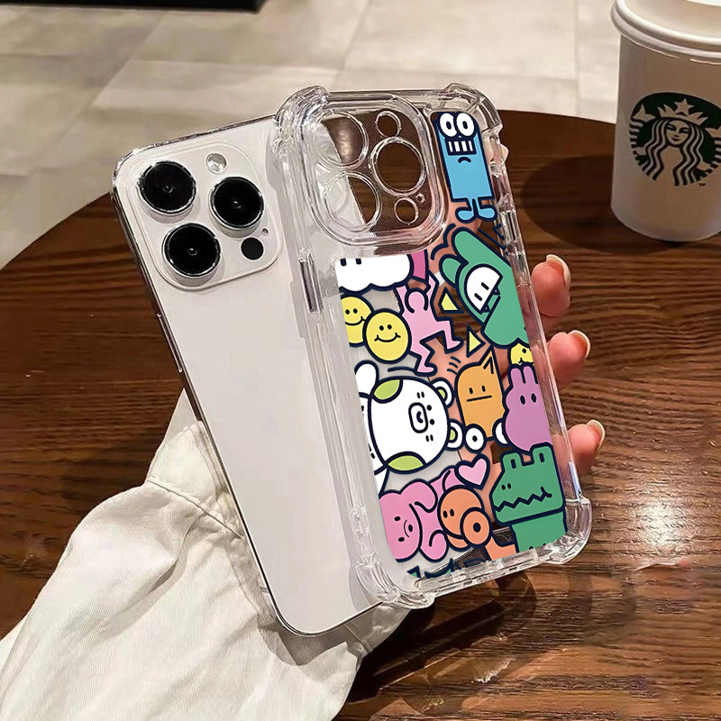 Họa tiết ghép hình nhân vật hoạt hình dễ thương cho iPhone 17/16 Pro (Max/15/14/13/12/11)