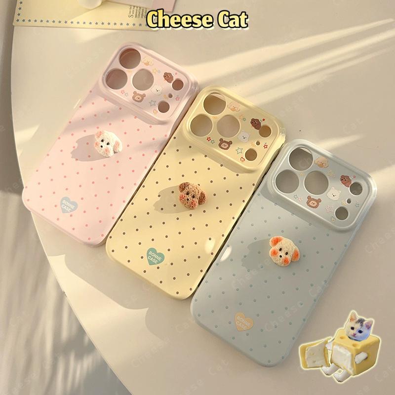Ốp điện thoại hình con chó con màu kẹo đơn giản 3D dành cho iPhone 14 13 12 11 15 Plus 16 17 Pro Max