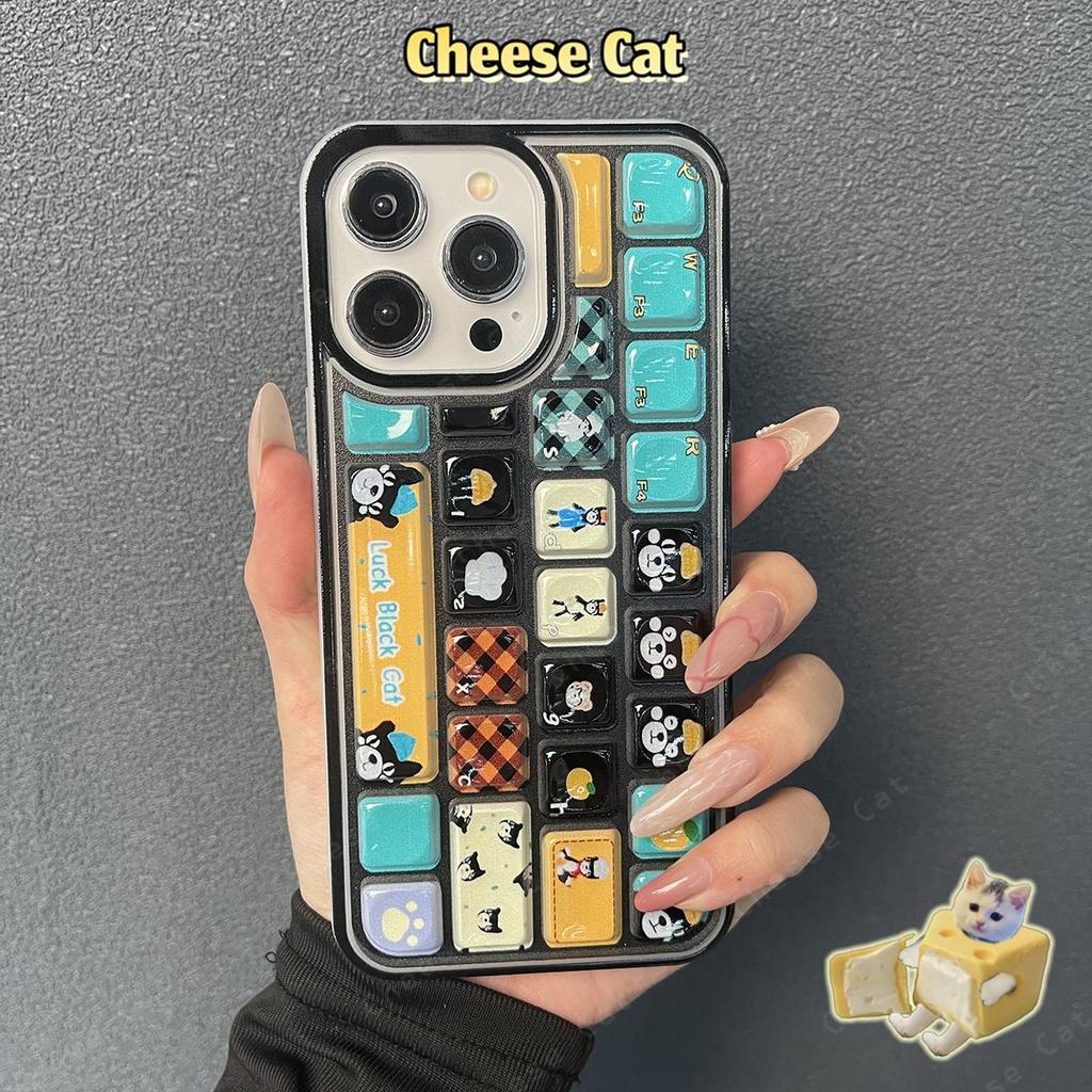 3D Bàn Phím Mèo Đen Sáng Tạo Ốp Lưng Điện Thoại iPhone 11 14 13 15 12 16 17 Pro Max Giảm Căng Thẳng ốp Lưng Điện Thoại