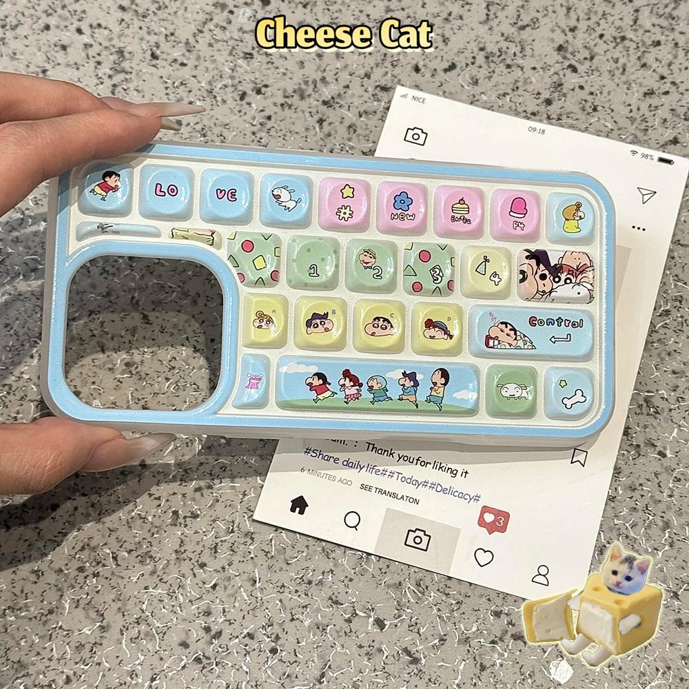 cho Chan Shin Ốp Bàn Phím Sáng Tạo Bộ Sưu Tập Hoạt Hình Kitty Cho iPhone 13 14 15 12 11 16 17 Pro Max