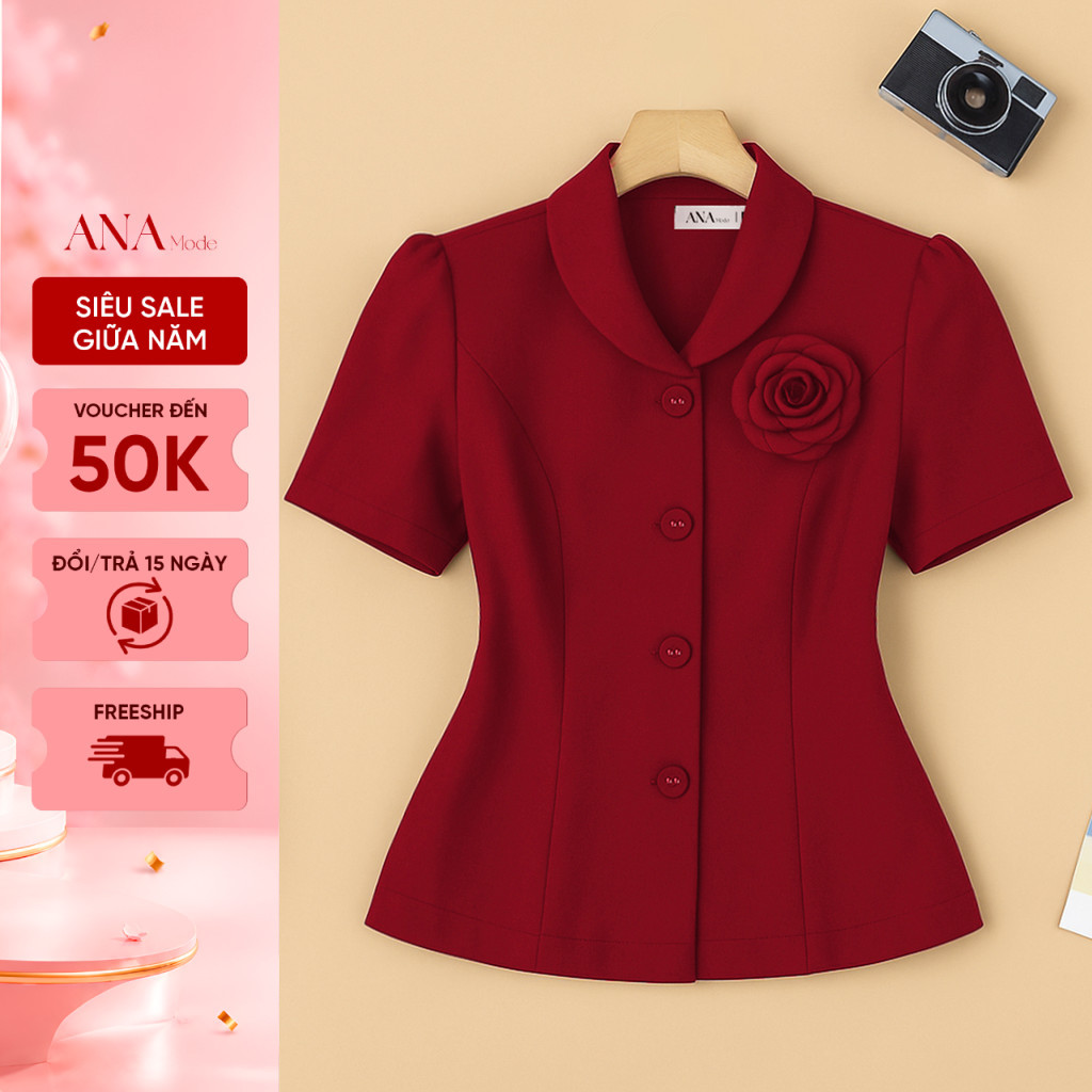 Áo Kiểu Công Sở Nữ ANA Mode Chất Liệu Cotton Lạnh Cao Cấp Đi Tiệc Quà Tặng Mẹ AK25VHC05