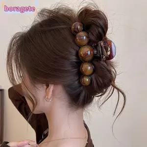 Kẹp Tóc BORAGETE, Vuốt Tóc Hình Học 11cm, Thời Trang Retro Gradient Đính Hạt Cá Mập Kẹp Phụ Kiện Tóc Nữ