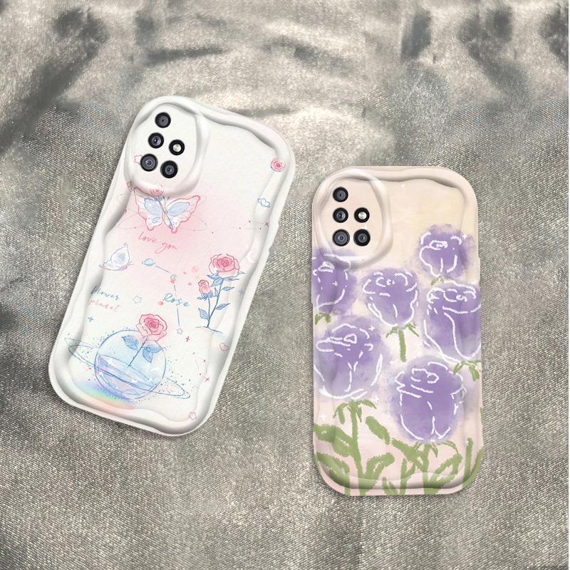 Thích Hợp Cho Samsung A51 A515F A71 A715F A31 4G 3D Bé Gái TPU Mềm Hoa Tím Hoa Hồng Tulip Ins Phong Cách Chống Sốc Ốp Điện Thoại