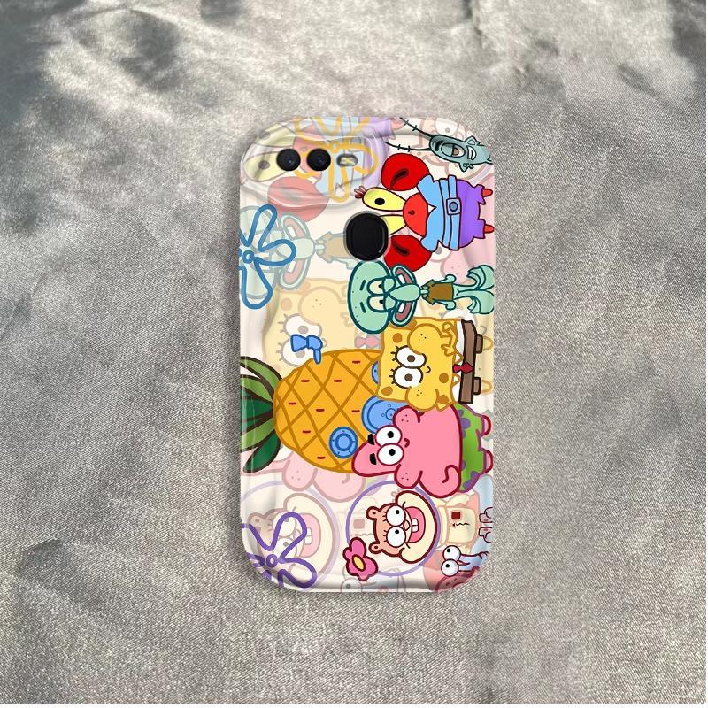 Thích hợp cho OPPO A5S A7 A12 F9 F9 Pro Phụ kiện 3D TPU mềm SpongeBob SquarePants Vỏ điện thoại chống sốc