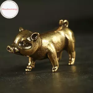 Hodou Đồng Sáng Tạo Nhỏ Đồng Lợn Tượng Nhỏ Cung Hoàng Đạo Trung Quốc Lợn Đồ Trang Trí Mặt Dây Kim Loại Đồ Trang Trí Để Bàn Trang Trí Nhà VN
