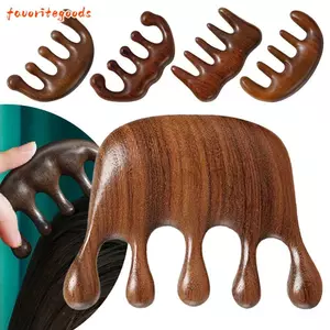 Bàn chải tóc FAVORITEGOODS, Lược Massage tuần hoàn máu bằng gỗ gụ, Salon mượt mà Cung cấp Meridian Thư giãn đầu máy mát xa Dụng cụ tạo kiểu tóc