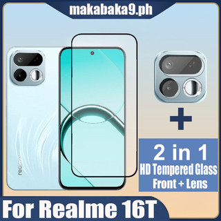 Kính cường lực bảo vệ màn hình Realme 16T 2 trong 1 cho Realme 16 15t 14 14x 11x 12x 13 12 Pro Plus 5G 9D Phim bảo vệ có ống kính máy ảnh