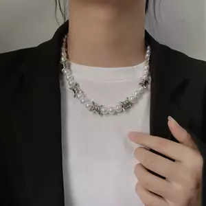 PNPIA- Thời Trang Punk Khâu Gai Dây Xích Ngọc Trai Đính Hạt Nelace Nam Trang Sức Hợp Thời Trang Nelaces Trang Sức Cho Nam Và Nữ