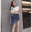 Váy Denim viền phong cách Hàn Quốc Thiết kế mùa hè Váy ngắn hai mảnh giả
