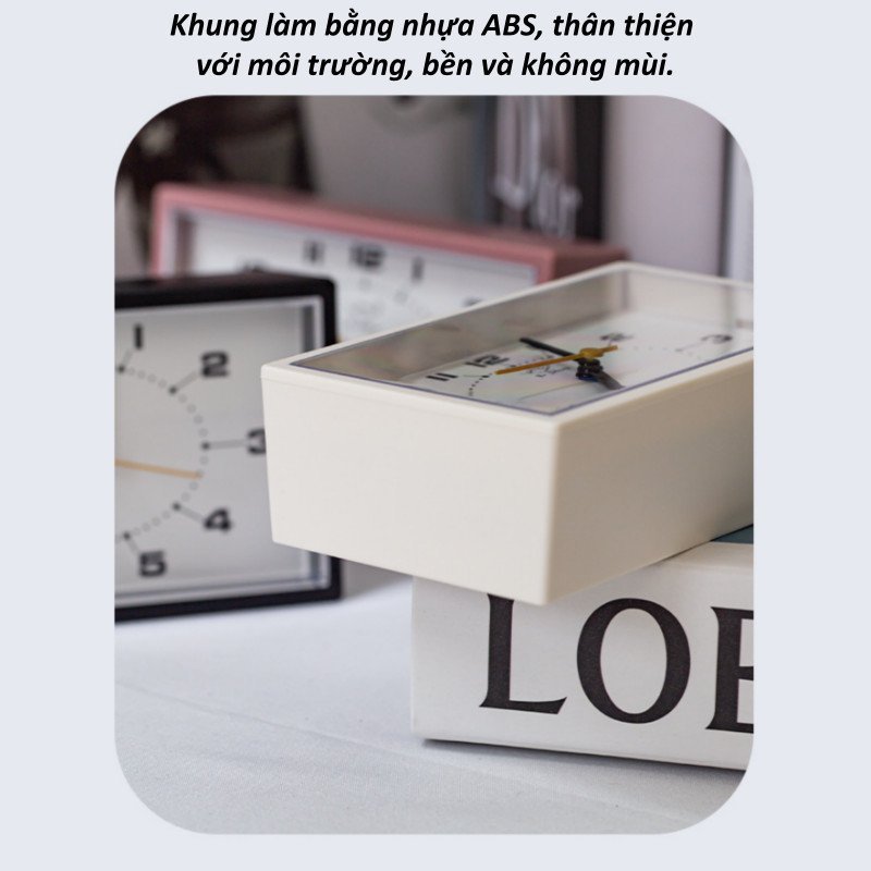 đồng hồ báo thức để bàn vintage kim trôi yên tĩnh có đèn decor phòng ngủ bàn làm việc