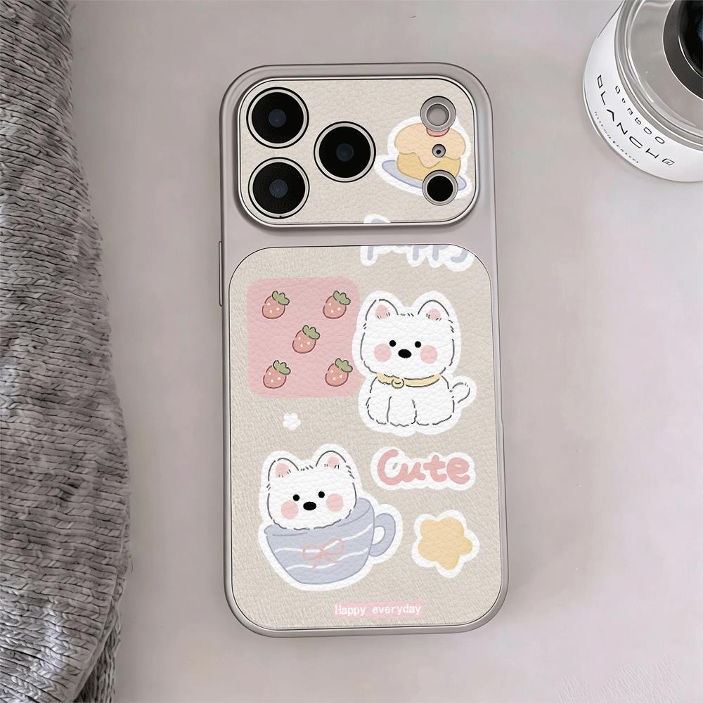 Strawberry White Dog Light Powder cho trường hợp iPhone 17promax 161514plus 1312pro