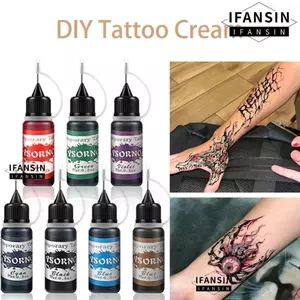 IFASIN Mực xăm tạm thời, Đồ trang điểm Body Art Gloss Tint Paint Bán vĩnh viễn Mực thông thường giả, 10ml Kem xăm vẽ tay màu DIY