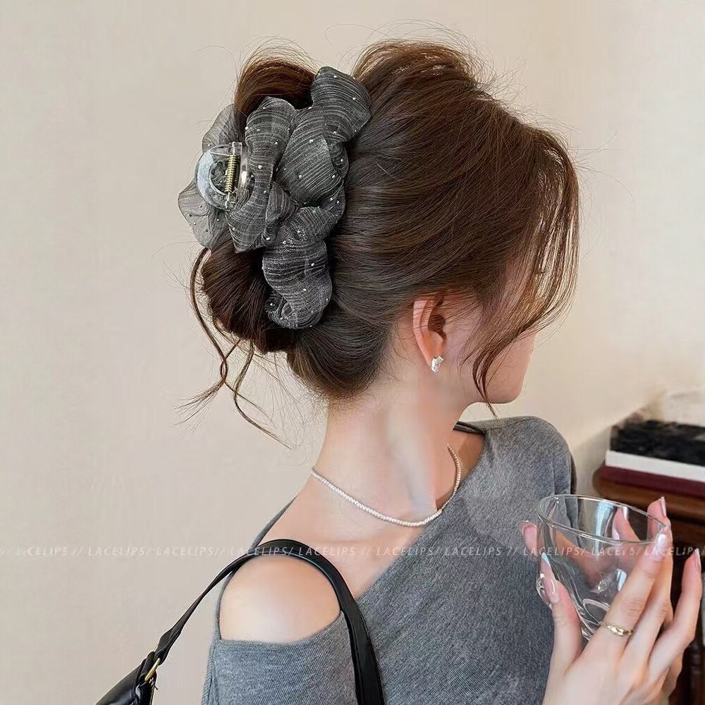 Kẹp cá mập lưới mẫu mới phong cách hàn pháp kẹp tóc thanh lịch búi tóc sau đầu nữ