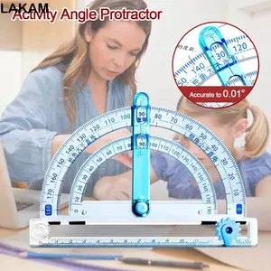 LAKAM Bevel Protractor, Thước đo góc hoạt động bằng nhựa đa chức năng, Công cụ vẽ vòng tròn thời trang Công cụ vẽ hình tròn / góc Sinh viên
