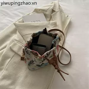 Mùa Hè Thường Ngày Phù Hợp Với Văn Học Retro Dây Rút Túi Vải Nhỏ Phong Cách Dân Tộc Vải Đi Chơi Ánh Sáng Messenger Túi Điện Thoại Di Động Nữ