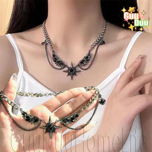 1-2 Chiếc Vòng Cổ Mặt Dây Chuyền Ngôi Sao Cánh Đen - Phụ Kiện Trang Sức - Dành Cho Nữ Bé Gái Mặc Tiệc - Vòng Cổ Choker Vintage - Y2K, Thời Trang, Gothic / Miễn Phí Ship
