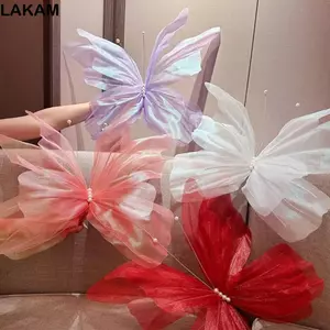 LAKAM Hoa Bướm Nhân Tạo, Bướm Lớn 50cm Nhiều Màu Sắc, Hoa Nhân Tạo Lụa Nền Hoa Giả Nhánh Bướm Đảng Cung Cấp