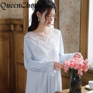 Phụ Nữ Cotton Mềm Ren Công Chúa Váy Ngủ Nữ Vintage Váy Ngủ Váy Đồ Ngủ