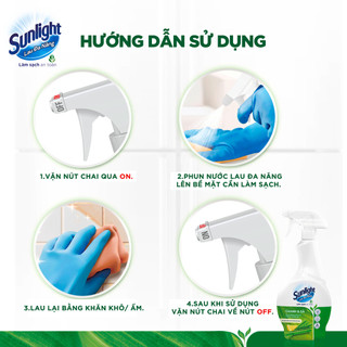 Nước lau đa năng Sunlight Chanh & Sả | Phiên bản nâng cấp từ Cif | Sạch bóng kin kít, không nhờn rít | Chai 500ml