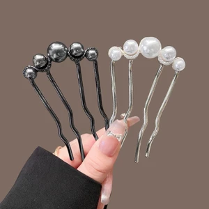 Kẹp Tóc Ngọc Trai 2025 Bốn Gót Cổ Lược Tóc Trung Quốc Đơn Giản Sang Trọng Kẹp Tóc Tấm Kẹp Tóc Dụng Cụ Tiện Dụng Mũ Đội Đầu