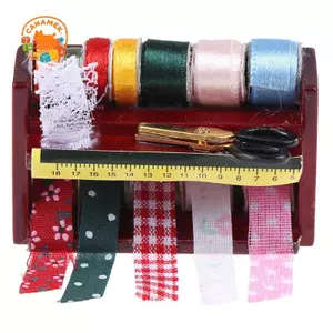 CANAMEK 1 Hộp May Thu Nhỏ 1: 12 Có Kéo Bộ Phụ Kiện Trang Trí Nhà Búp Bê CSF