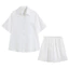 Nữ Ice Silk Tay Ngắn Váy Ngủ Bộ Đồ Ngủ Nữ Phong Cách BF Homewear Trắng Đồ Ngủ