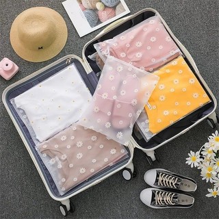 Túi đựng dây kéo chống nước có thể tái sử dụng S / M / L - Túi đựng giày quần áo mờ Daisy