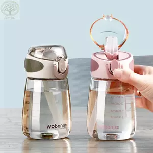 Cốc Rơm Nước AMBU, Cốc Sippy Trẻ Em Bằng Nhựa Chống Rơi, Bình Nước Silicon Cao Cấp Thực Phẩm Chống Rò Rỉ Nhẹ